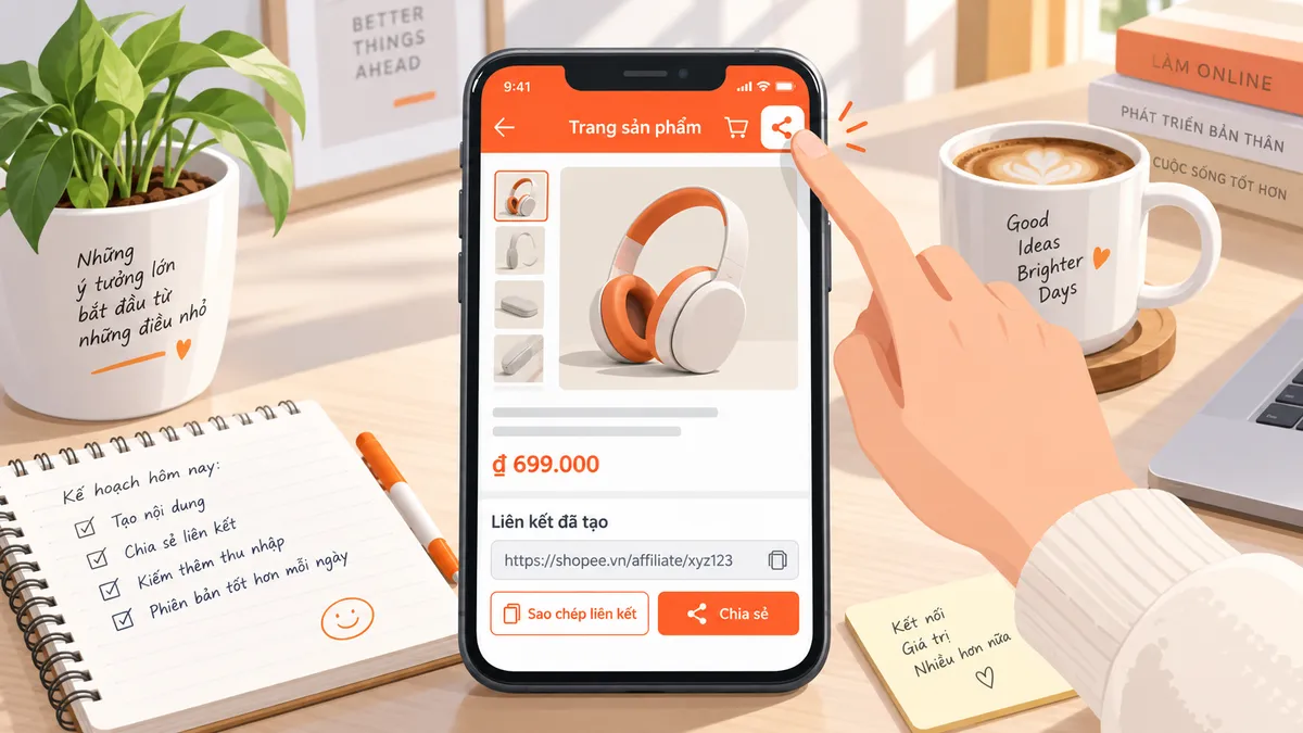 cách tạo link affiliate Shopee và phân phối kênh Huu Thi Blog
